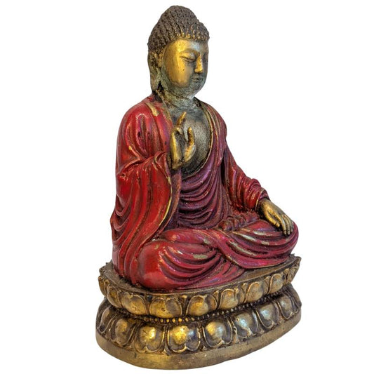 Aziatisch bronzen Boeddha uit de 19e eeuw in abhaya mudra