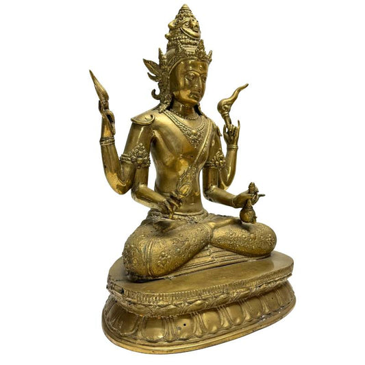 Vuurverguld bronzen Vajrayana bodhisattva uit Nepalese Newar traditie