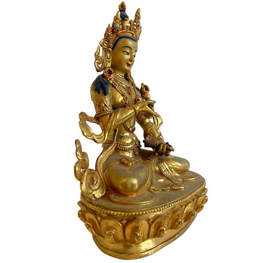 Witte Tara beeld uit Nepal in verguld brons