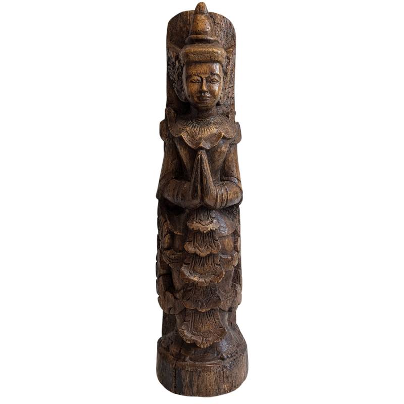 Burmesische Nat-Figur Thagyamin – Tempelstatue aus Holz, 19. Jahrhundert