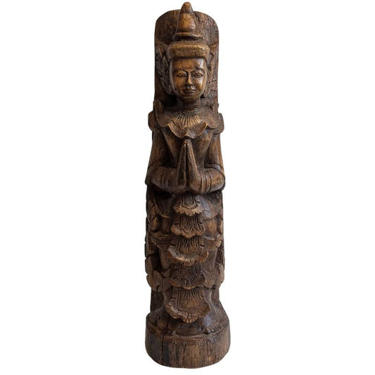 Burmesische Nat-Figur Thagyamin – Tempelstatue aus Holz, 19. Jahrhundert