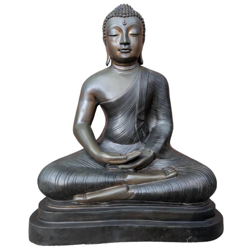 Vuurvergulde Theravada Boeddha in brons uit Sri Lanka, 17e–18e eeuw