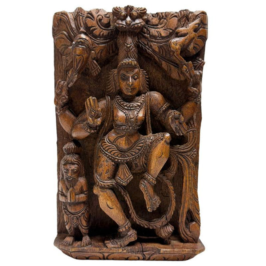 Houten Nataraja Shiva reliëf Zuid-India ca. 1900