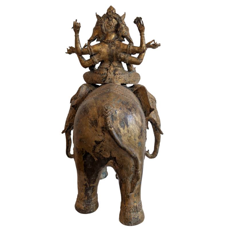 Trimukha Mahārakta Gaṇeśa auf Airavata – Ormolu Newar Bronze, Nepal – Los 155