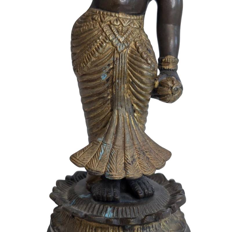 bronzen parvati godin met abhaya mudra en lotussokkel