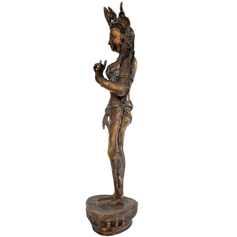 Nepal Tara vuurverguld brons beeld uniek Himalaya met utpala lotus varada mudra