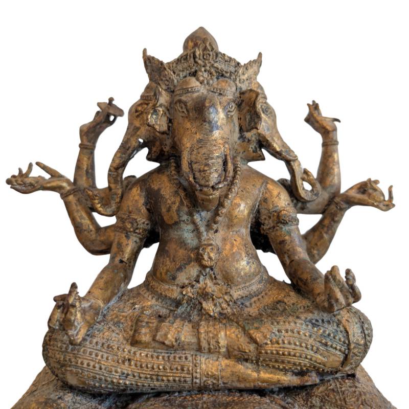 Trimukha Mahārakta Gaṇeśa auf Airavata – Ormolu Newar Bronze, Nepal – Los 155