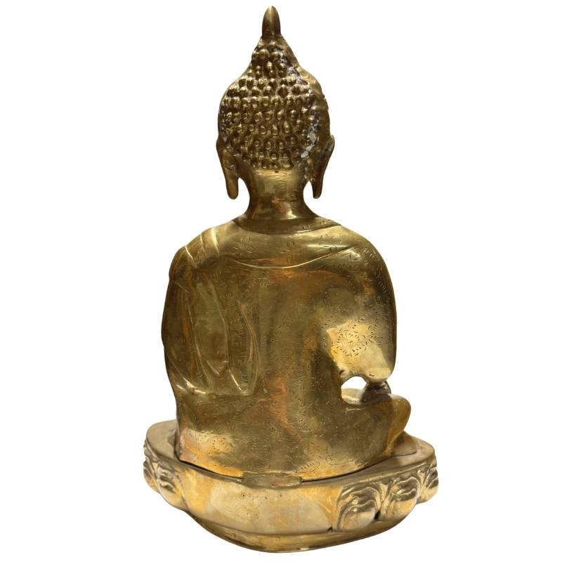 Historisch Tibetaans Boeddhabeeld met natuurlijke patina en oude verguldingsresten