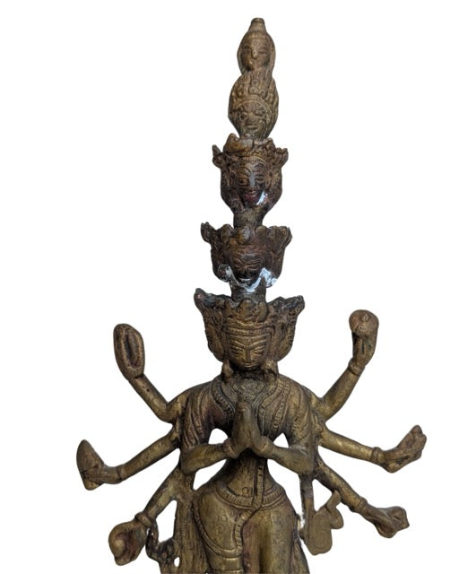 Antiek Avalokiteshvara beeld van vuurverguld brons Tibet