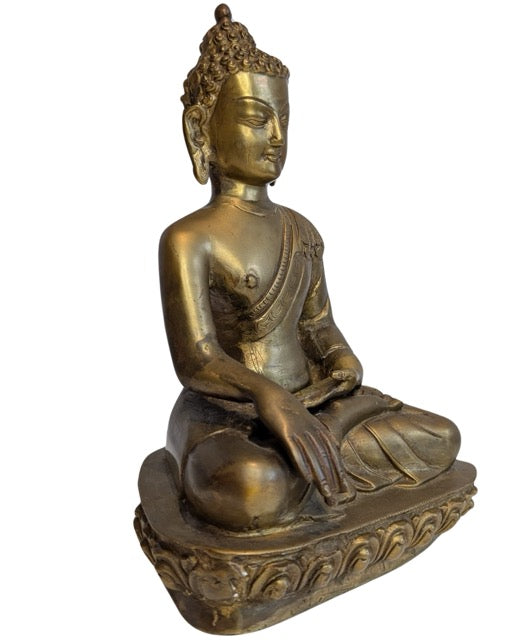 Antiek boeddhabeeld uit Ladakh met vuurvergulding