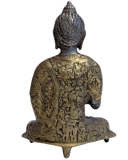 Antiek boeddhabeeld uit Tibet in Vitarka mudra