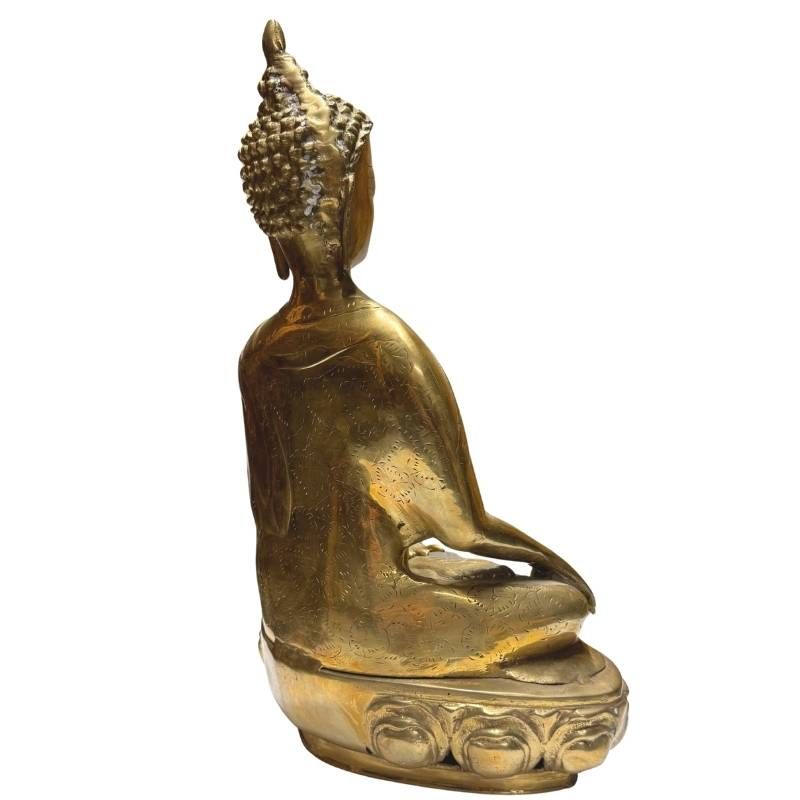 Antiek boeddhabeeld uit Tibet van vuurverguld brons