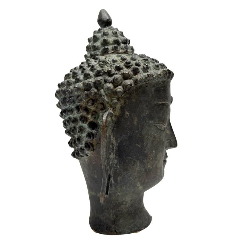 antiek boeddhahoofd nepal tibet brons natuurlijke oxidatie spiritueel object 