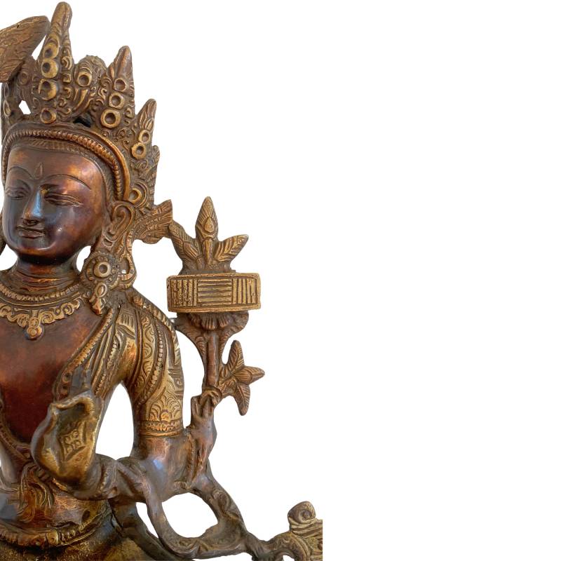 Antiek bronzen Manjushri beeld op lotusbasis