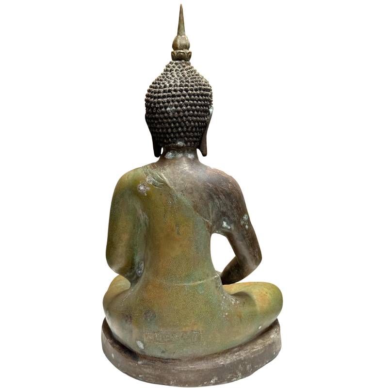 Antiek Chinees boeddhabeeld in brons met historische uitstraling