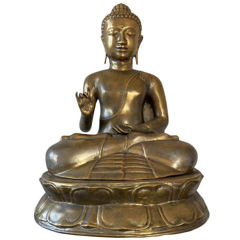 Antiek Javaans bronzen Boeddha beeld uit de 19e eeuw