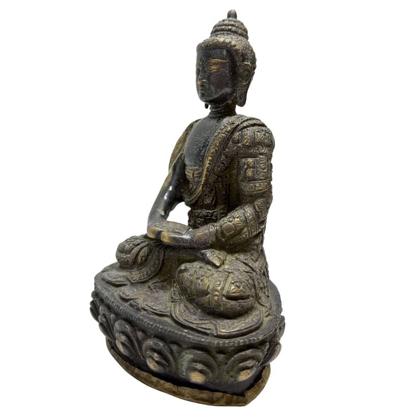 Antiek Nepalees Boeddha duo in brons met natuurlijke patina
