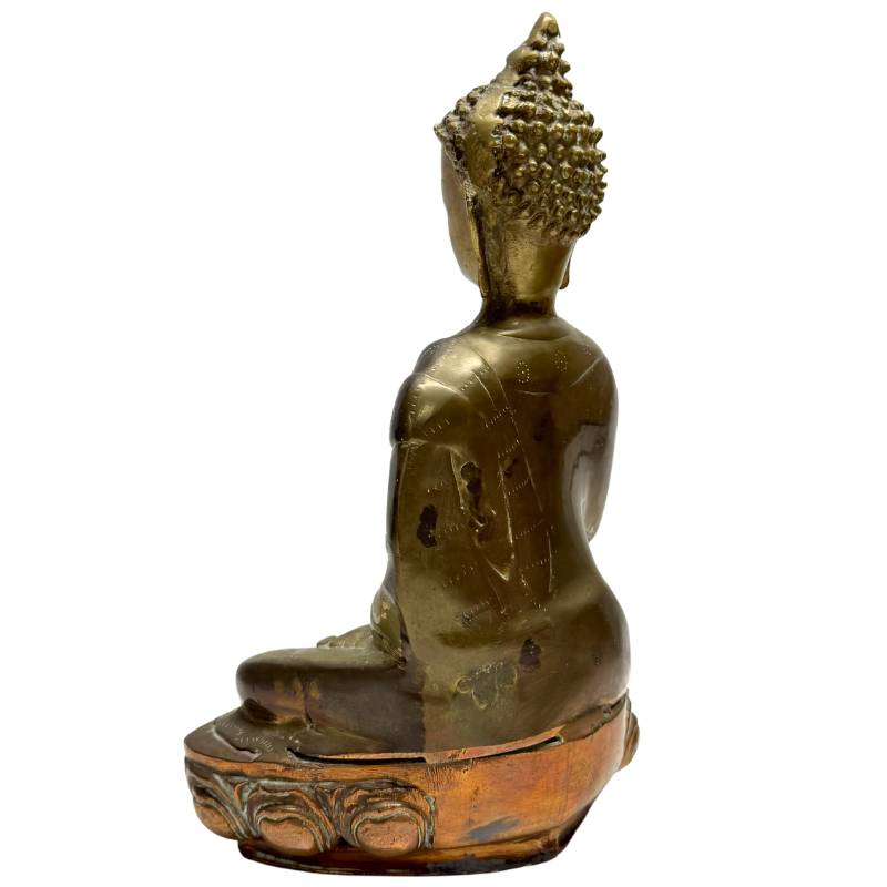 Antiek Sino Tibetaans bronzen boeddhabeeld bhumisparsha mudra spiritueel beeld