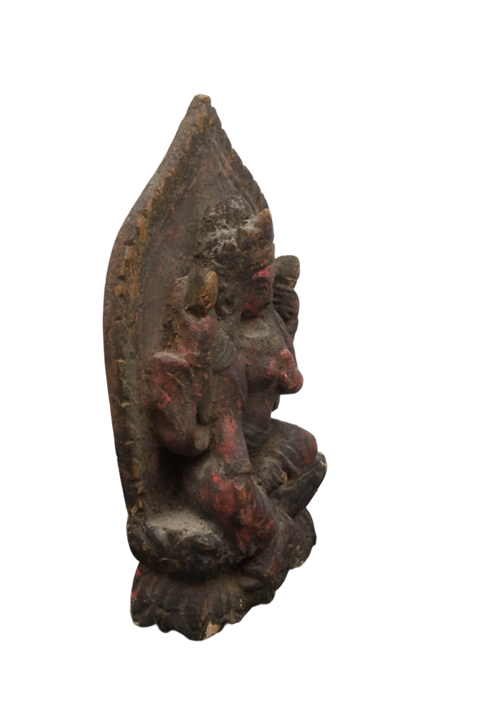 Antiek houten Tara-beeld uit de Vajrayana-traditie, Himalaya-regio, 19e eeuw