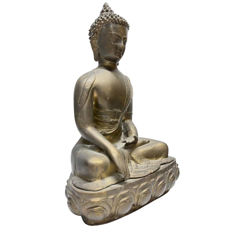 Antiek Tibetaans bronzen Boeddhabeeld bhumisparsha mudra