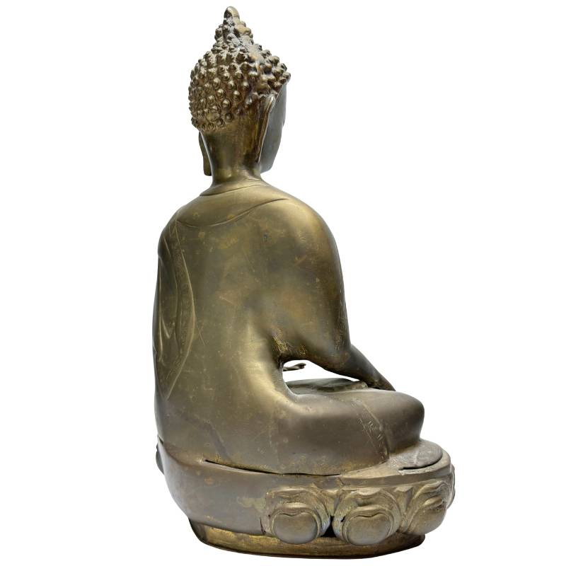 Antiek Himalaya bronzen Boeddhabeeld met patina