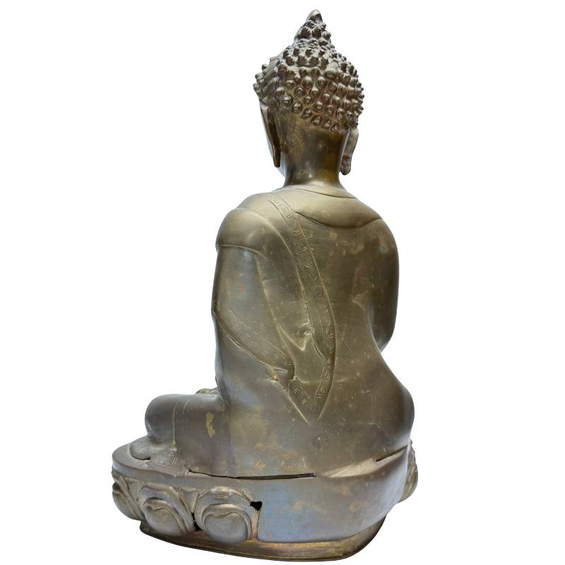 Antiek bronzen Boeddhabeeld met natuurlijke slijtage