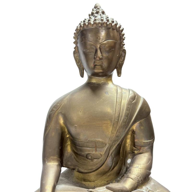 Antiek Tibetaans bronzen Boeddhabeeld tempelwerk