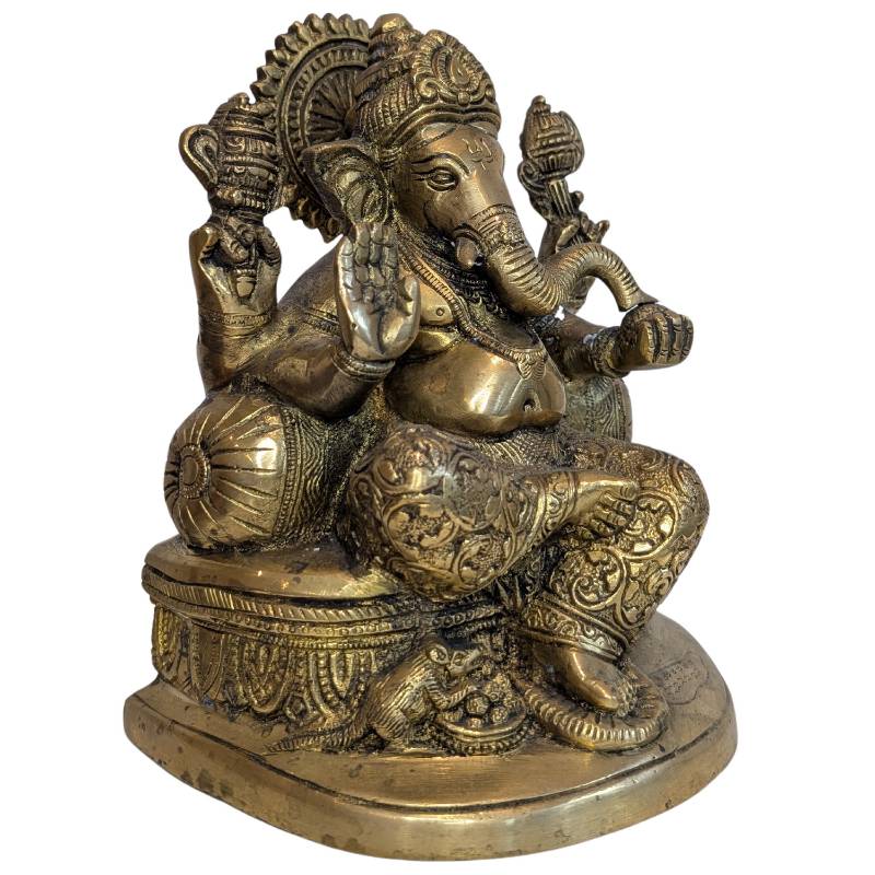 Antieke bronzen Ganesha uitgevoerd als religieus sculptuur