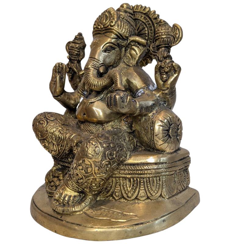Antieke bronzen Ganesha uitgevoerd als tempelbeeld
