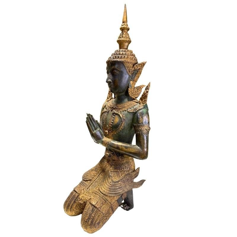 Duo Thaise tempelwachters uit de 19e eeuw uitgevoerd in antiek brons