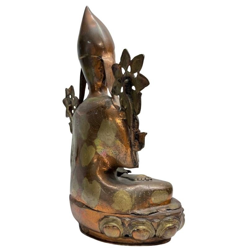 Antieke vuurvergulde lama sculptuur uit de Himalaya regio