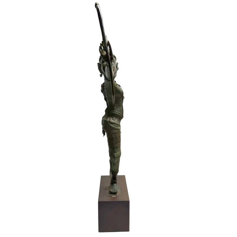 Antiek Thais bronzen hofstijl beeld met sierlijke beweging en traditionele kroon