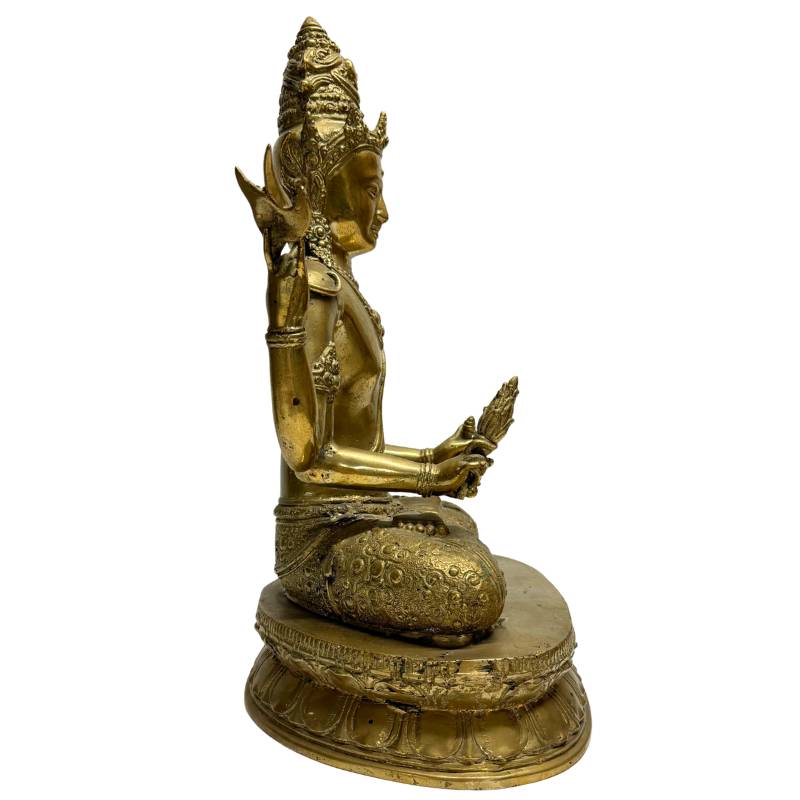 Avalokiteshvara bodhisattva gezeten in lotuspositie gegoten in brons