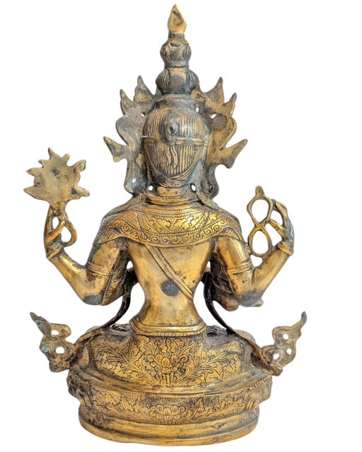 Avalokiteshvara beeld van verguld brons uit Nepal of Tibet