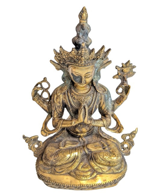 Boeddhistisch devotiebeeld van Avalokiteshvara in verguld brons
