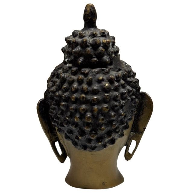 Aziatisch antiek Boeddha hoofd in brons