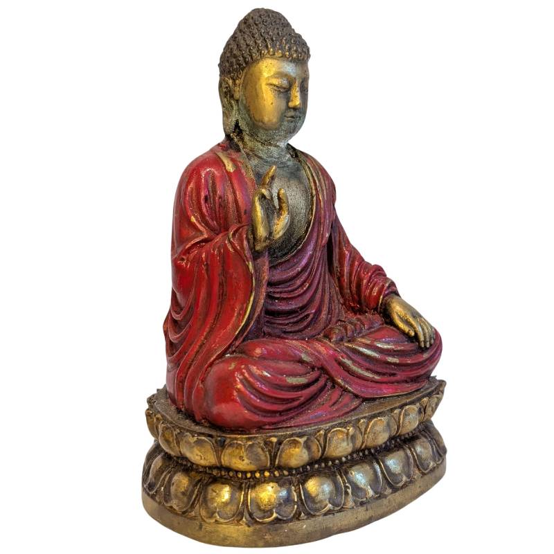 Aziatisch bronzen Boeddha uit de 19e eeuw in abhaya mudra