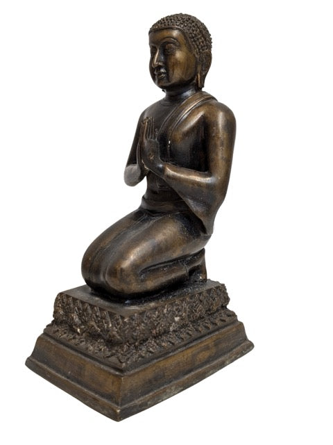 Bronzen Boeddha uit Birma in gebedshouding Anjali mudra