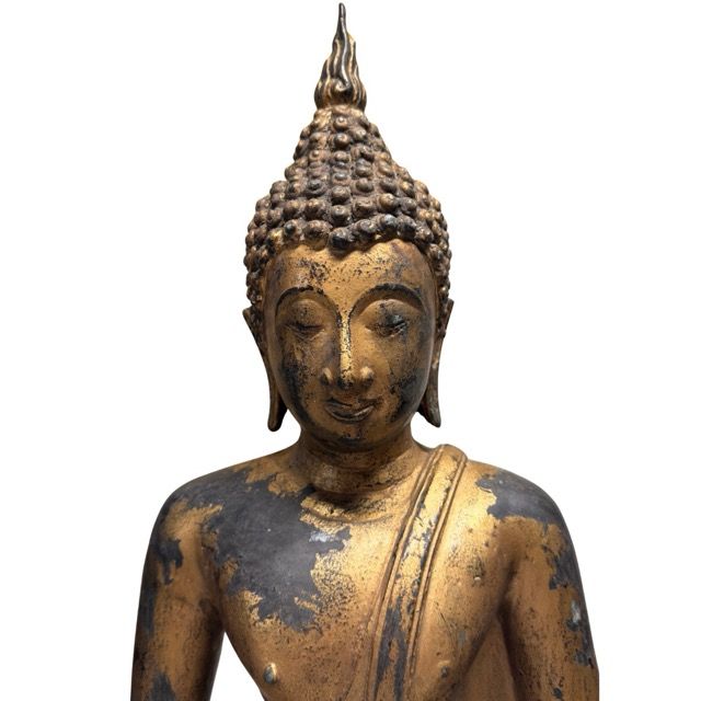 Antiek Thais Boeddha beeld in zwaar brons