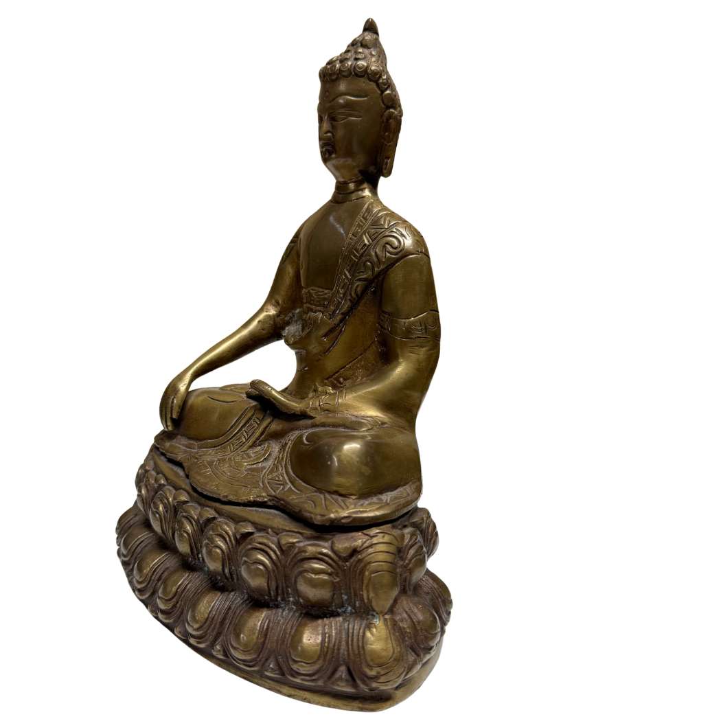 Authentieke bronzen Boeddha uit China met Tibetaanse invloed, daterend uit de 18e–19e eeuw