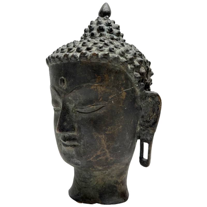 boeddha hoofd antiek brons nepal tibet serene vorm meditatie uitstraling 