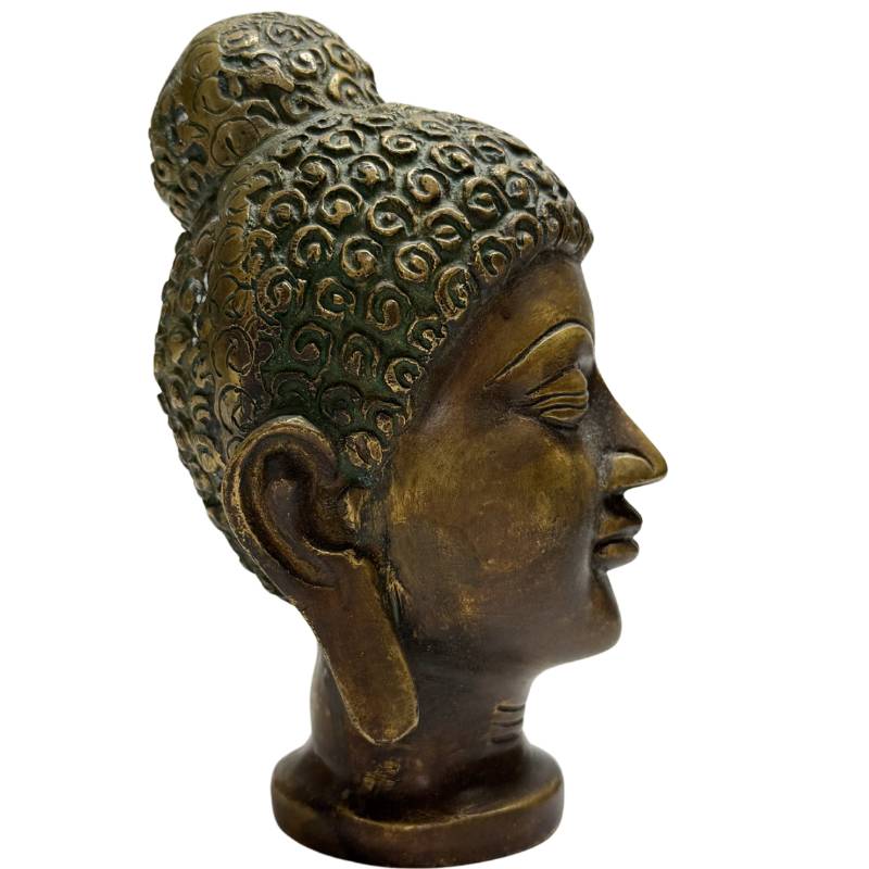 Boeddha hoofd brons India boeddhistische sculptuur