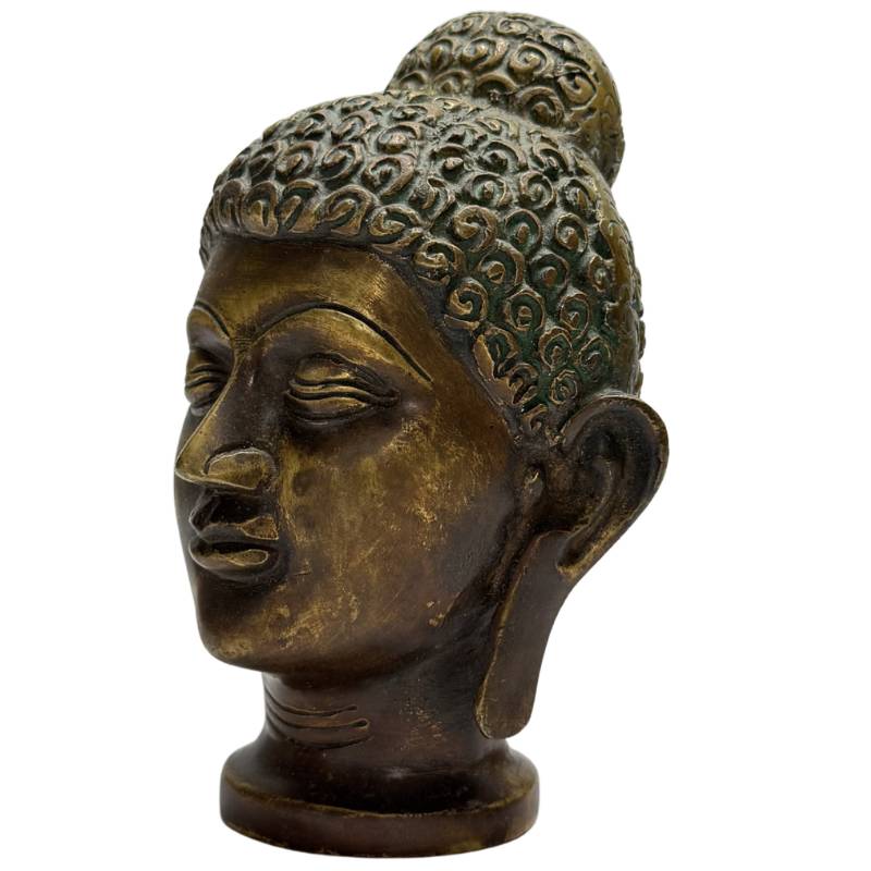 Boeddha hoofd brons India rustige gezichtsuitdrukking