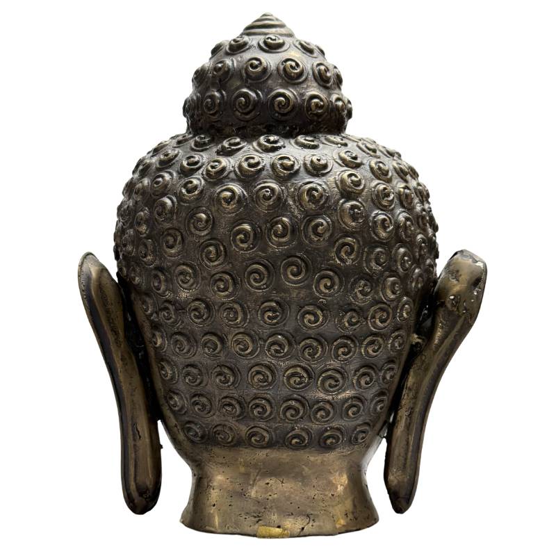 Boeddha hoofd brons lange oorlellen Azië boeddhabeeld