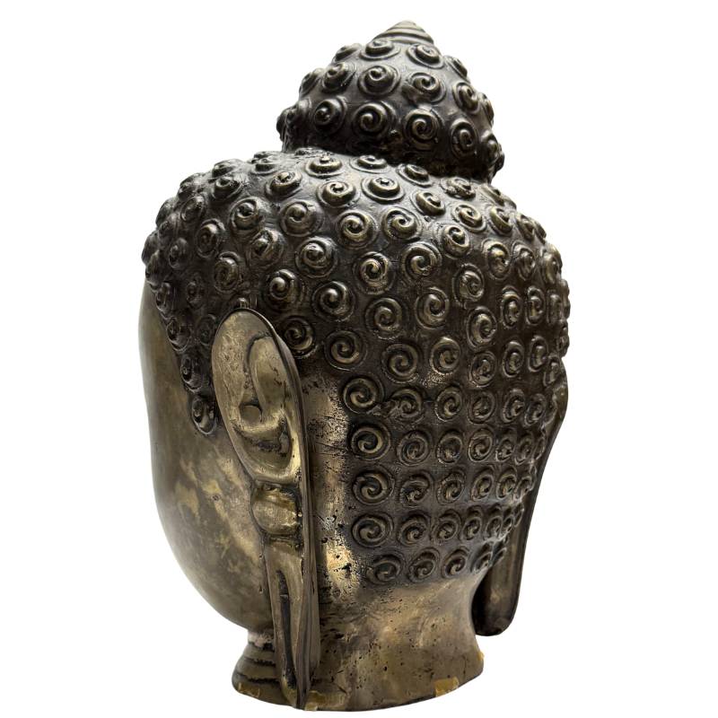 Boeddha hoofd bronzen beeld oud patina Azië sculptuur