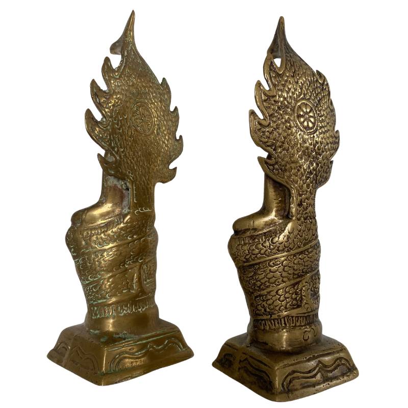 Boeddha met meerkoppige naga messing Aziatische kunst