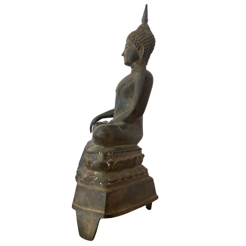 Oud Thais Boeddhabeeld in zwaar gegoten brons