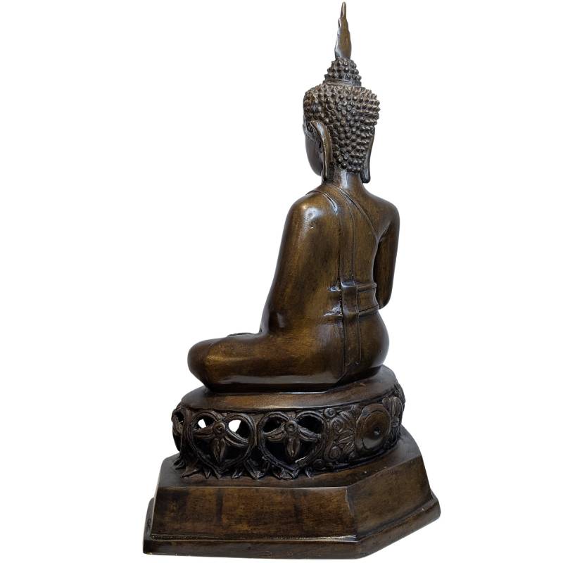 Bronzen Boeddhabeeld uit Thailand ca. 1900 in bhumisparsha mudra