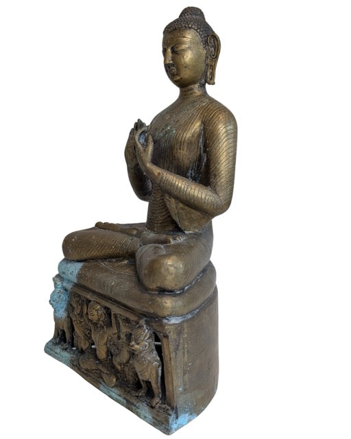 Zittend bronzen boeddhabeeld van Shakyamuni