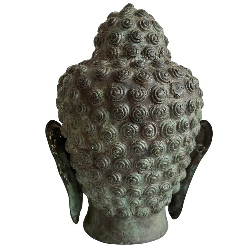 boeddhahoofd van brons uit thailand